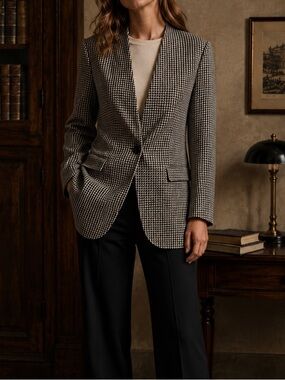 Vintage Pendleton Virgin Wool Herringbone Business Career Button Front Blazer